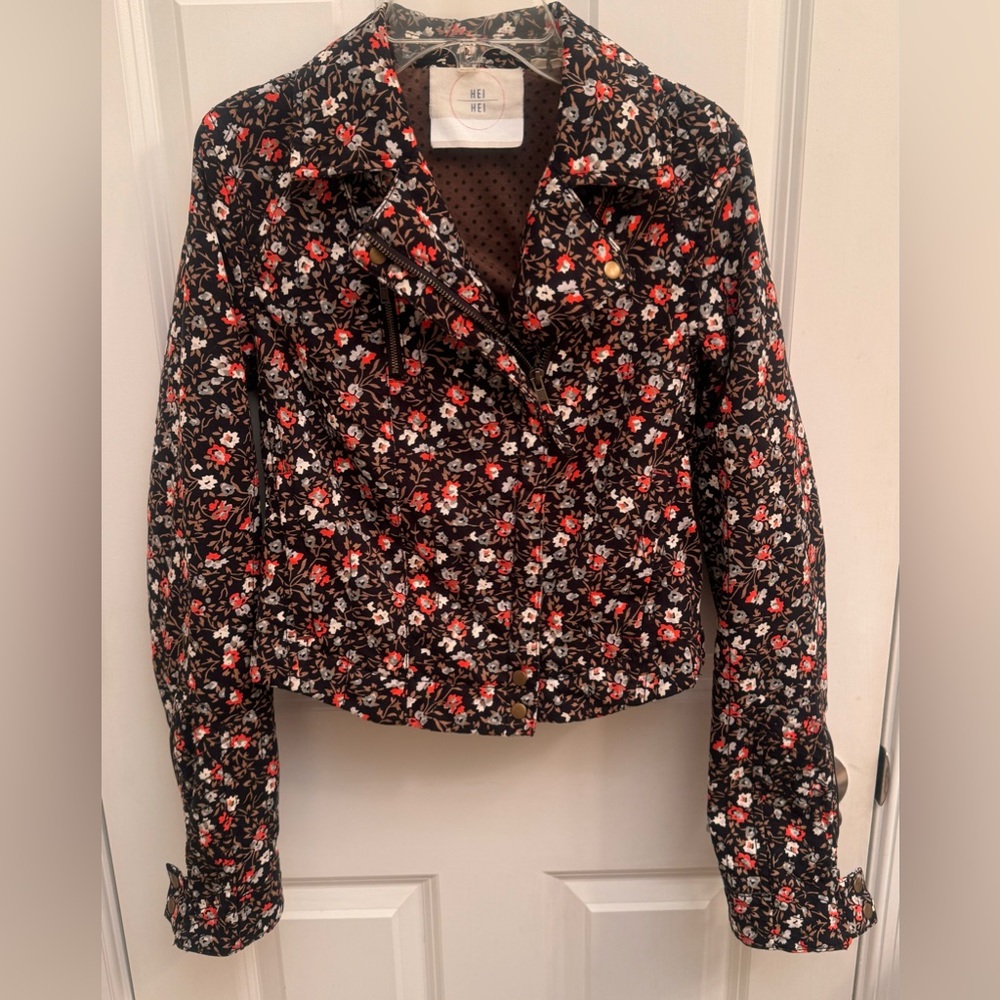Anthropologie Hei Hei Floral Moto Jacket Size 2